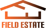FIELD ESTATEのロゴ、家のようなアイコンと文字の組み合わせ